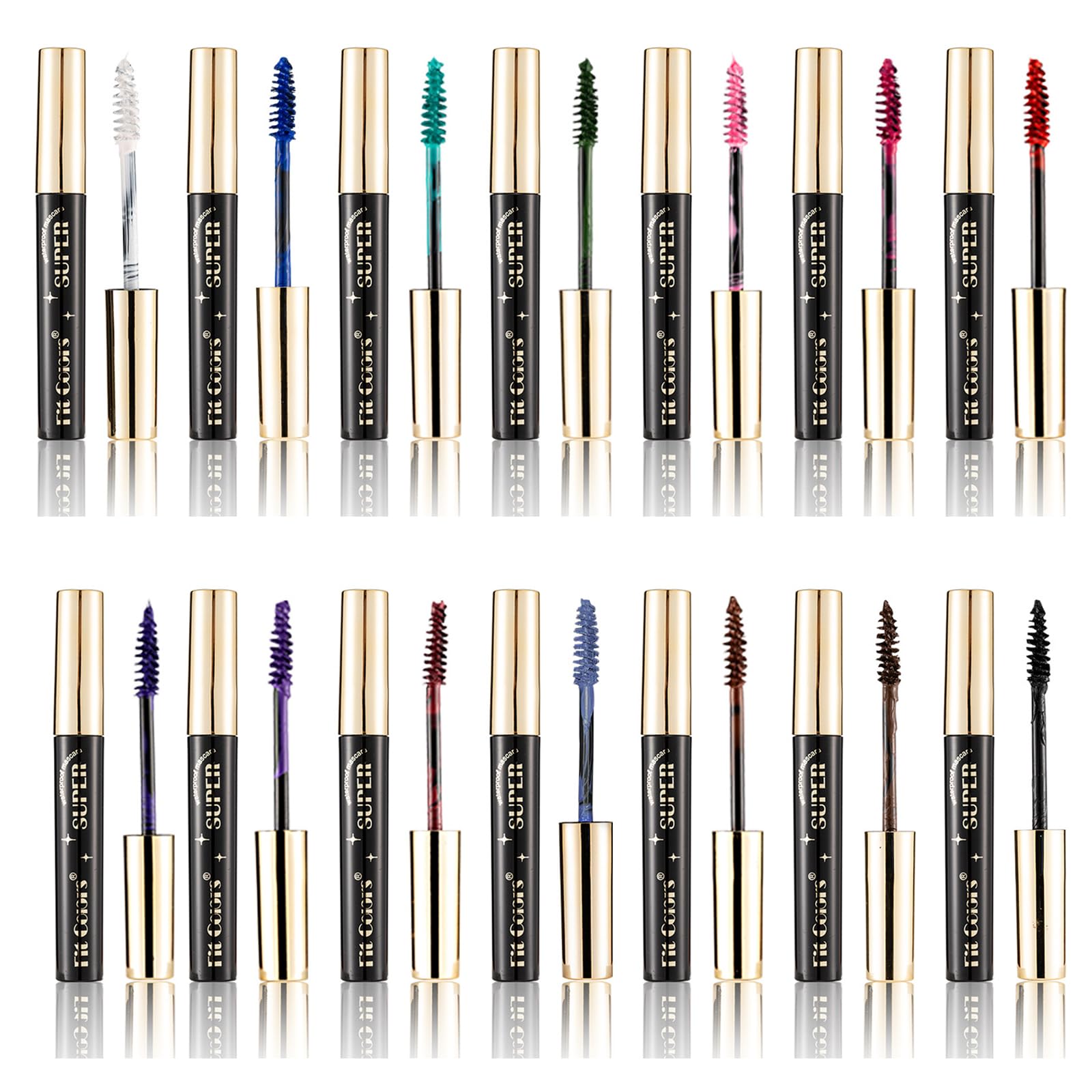 Mascara de Pestañas Waterproof, MKNZOME Juego de Rímel de Colores de 14 Colores Azul Marron, Volumen de Pestañas, Maquillaje de Ojos Natural Para Alargar, de Larga Duración Perfecto Waterproof
