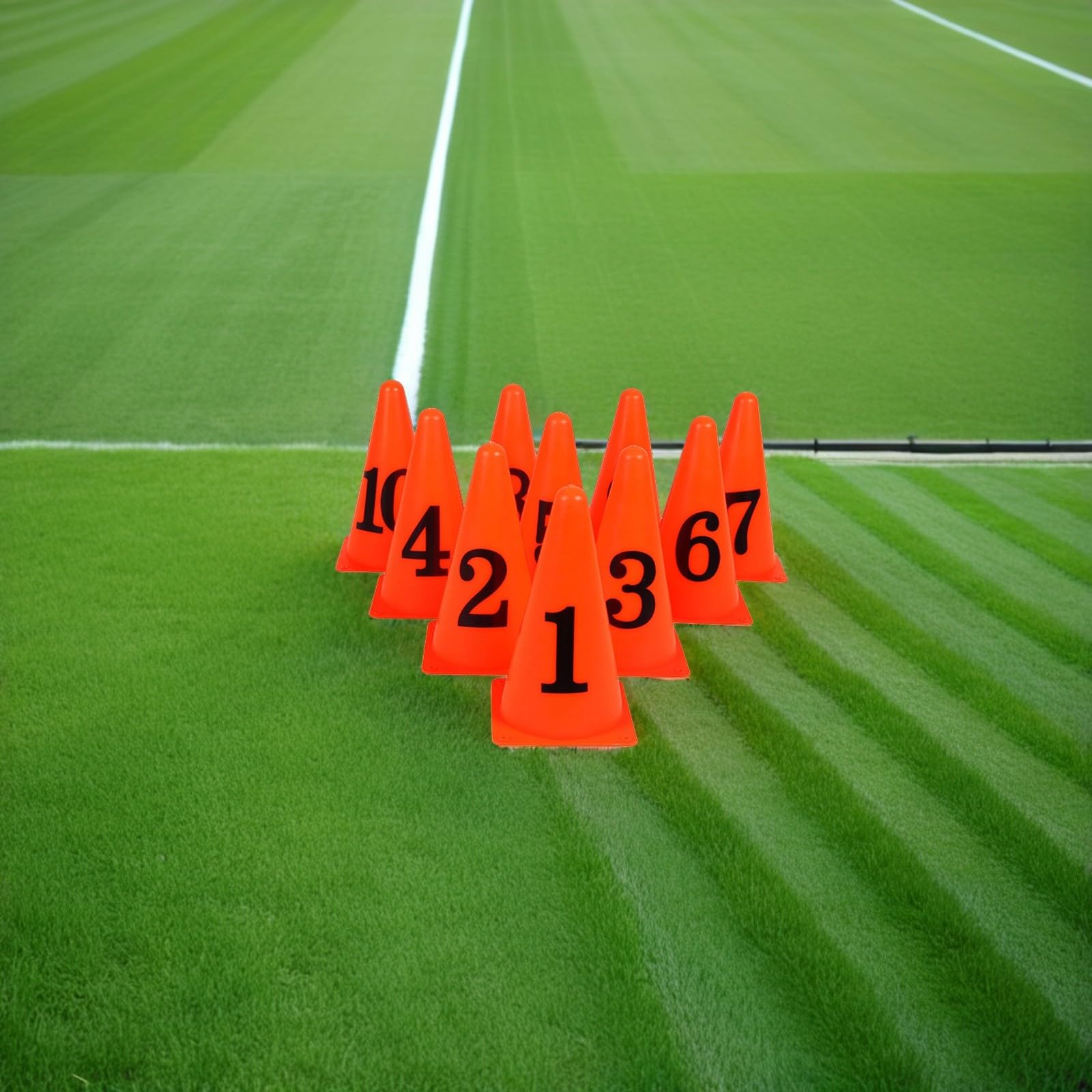SUPVOX Coni Segnaletici da Calcio 10 Pezzi in PE Arancione | Barilotti Numerati 1-10, Design Nero ad Alta Visibilità, per Allenamento Indoor e Sportivo