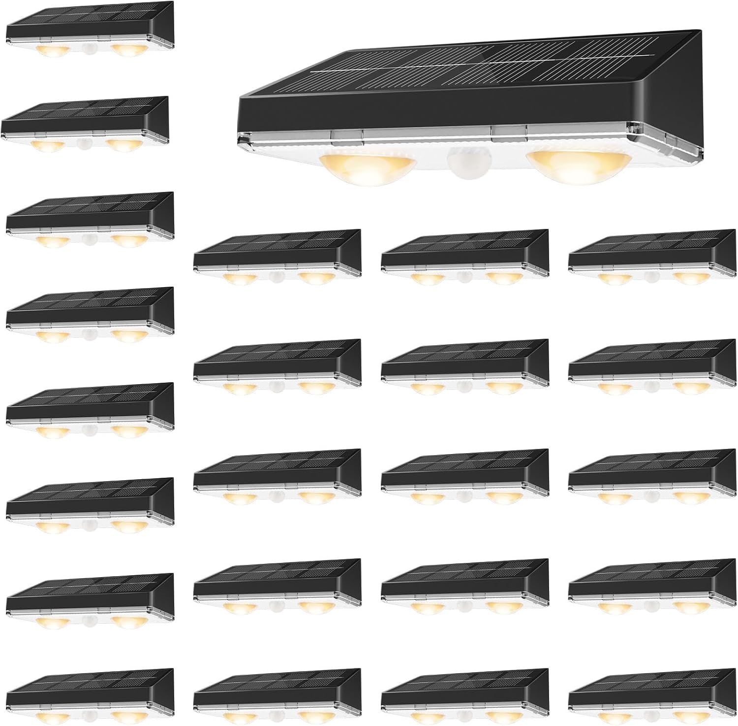 VOLISUN Solar Fence Lights Outdoor, 12 Pack Fence Lights Solar Powered with Warm White LED Spot Lens, IP65 Waterproof, Solar Lights for Fence, Patio, Backyard, Railing, Deck（Black）