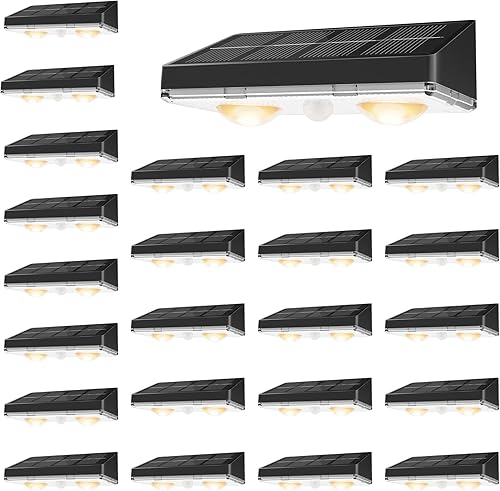Miniatura 12 de VOLISUN Luces Solares de Valla al Aire Libre, Paquete de 12 Luces de Valla con Energía Solar y Lente de Punto LED Blanca Cálida, Resistente al Agua