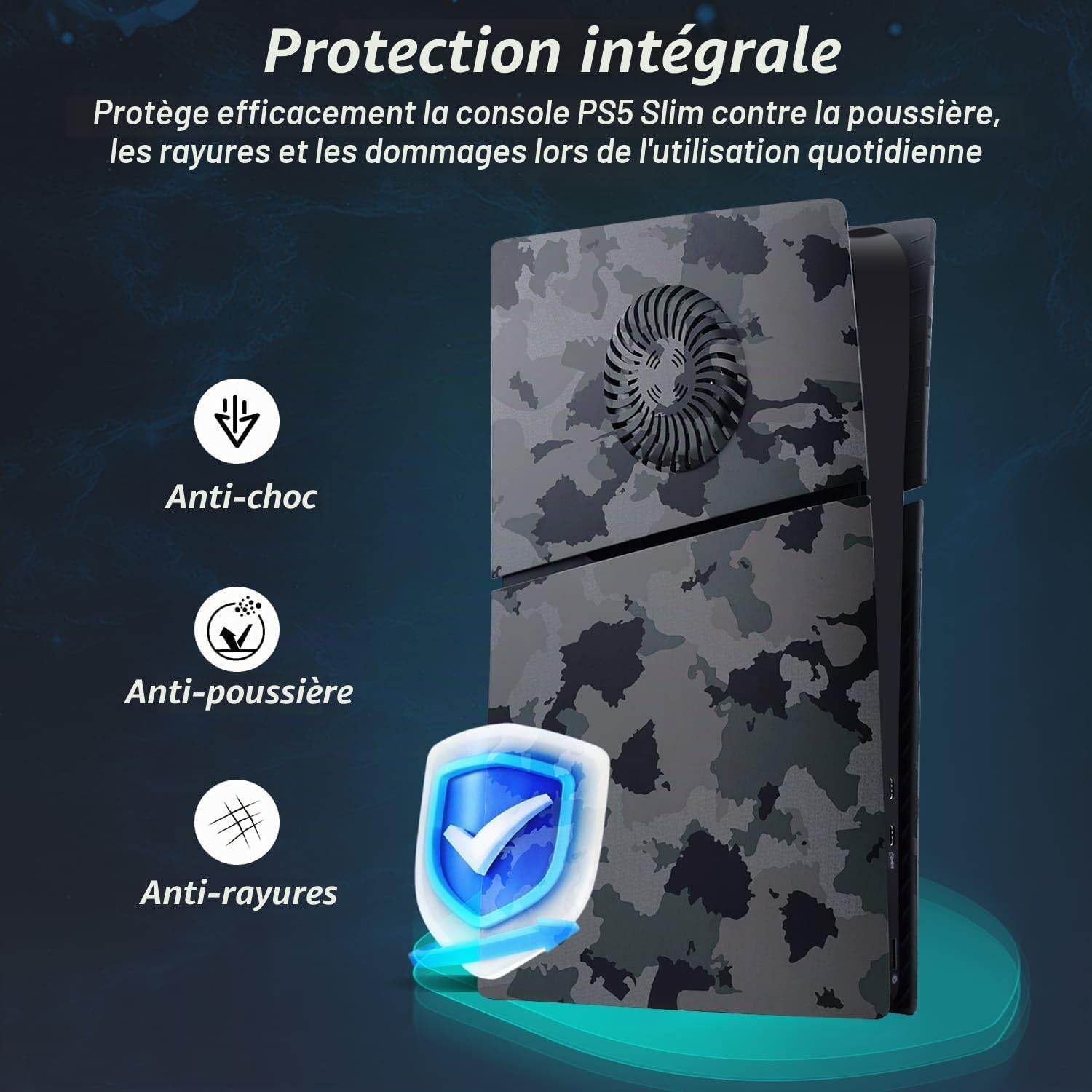 Mcbazel Plaques Avant de Remplacement pour PS5 Slim, Coques de Protection en ABS Durable avec Aérations de Refroidissement, Accessoire pour PlayStation 5 Slim Édition Digitale – Noir (Non compatible a