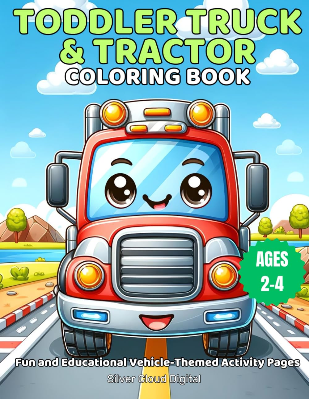 Kids Trucks & Tractors Bedspread Quilt Set - 3 Piece Full Size Coverlet For Boys Room Decor