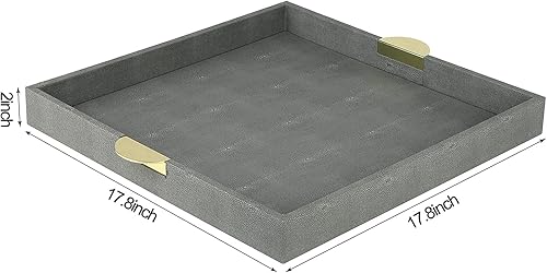 Miniatura 2 de HofferRuffer Bandeja decorativa de piel sintética, elegante bandeja de mesa auxiliar, bandeja otomana, desayuno, bebidas, plato de servir licor,