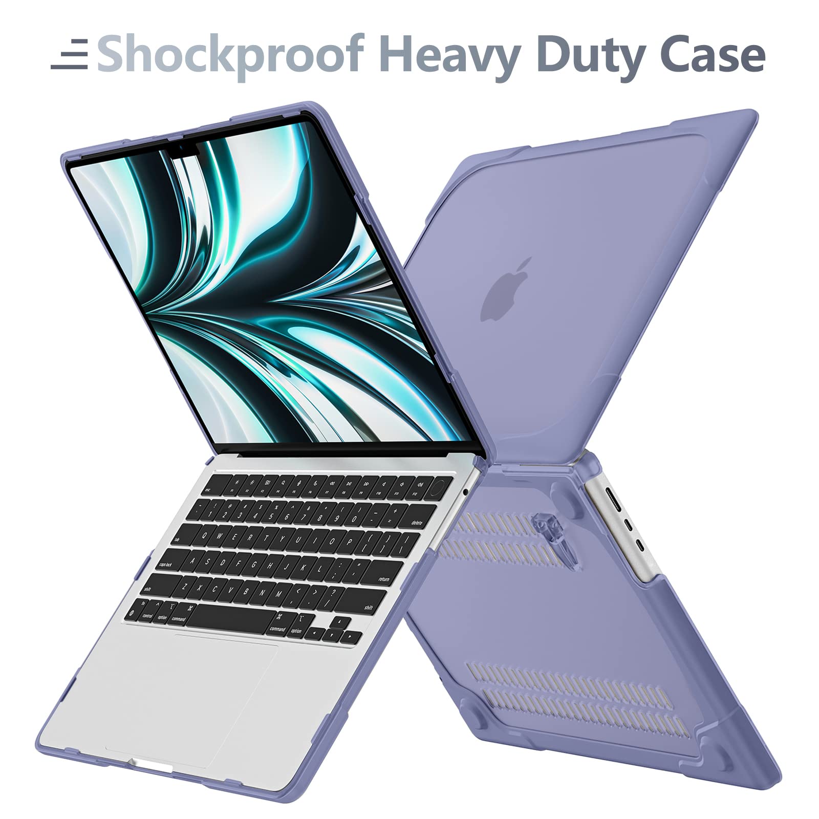 Batianda Custodia rigida protettiva antiurto per MacBook Air da 13,6 pollici, modello A2681 M2 A3113 M3, guscio rigido protettivo antiurto resistente con cavalletto pieghevole e protezione per lo