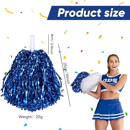 Miniatura 2 de 60 pompones de animadora de papel metálico con asas de plástico para animar al equipo, para animar a los escuadrones, deportes y bailar