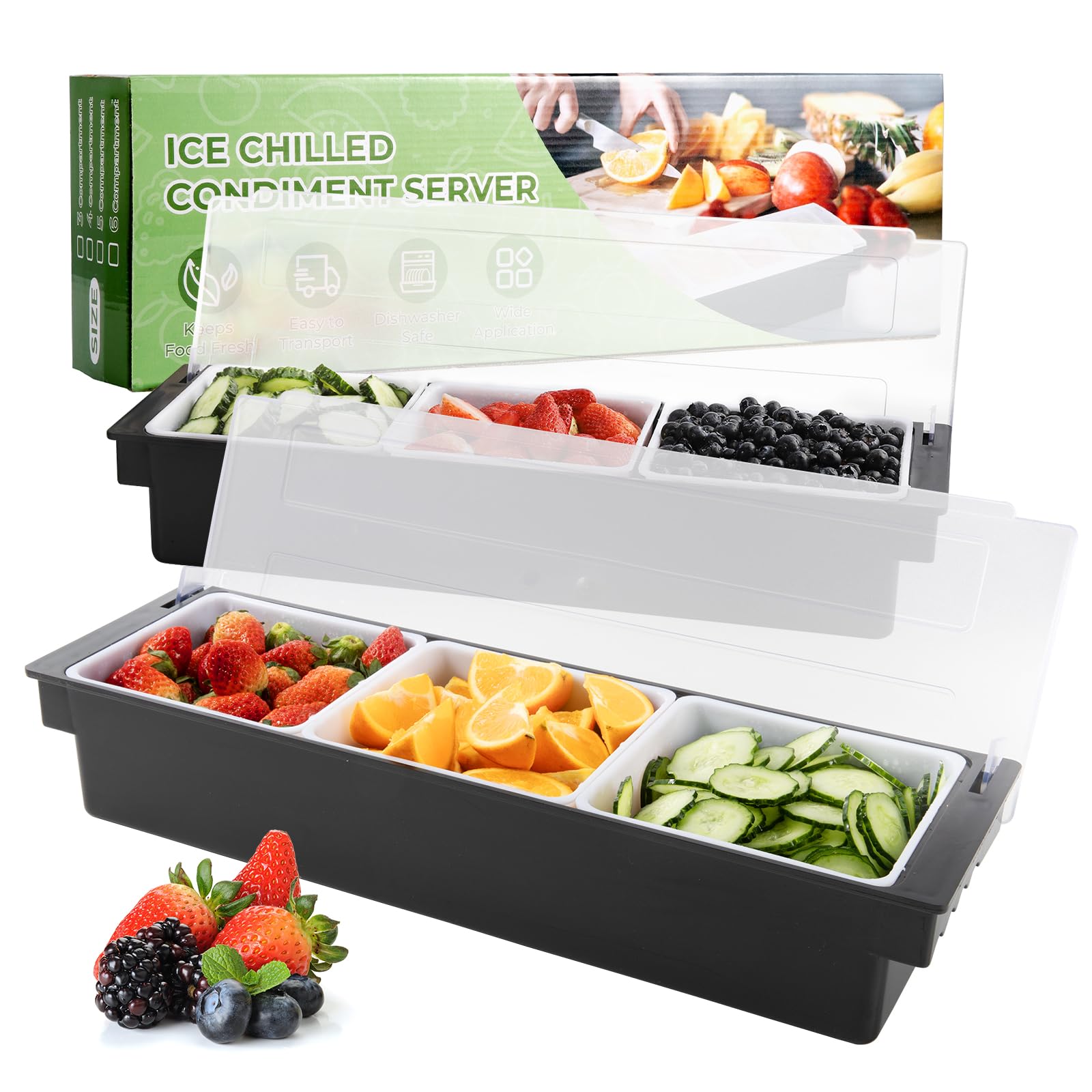 Vassoio Portavivande Buffet Con 6 Padelle In Acciaio Inox - Contenitore Per Alimenti Freddi E Caldi, Ideale Per Rinfreschi E Feste