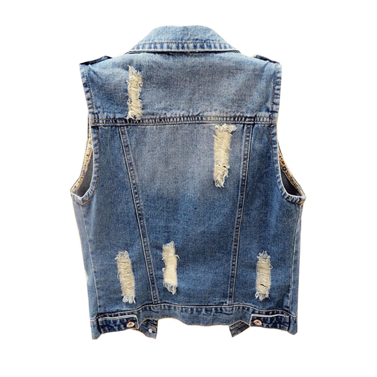 Damen Weste Summer Leicht Damen Jeansweste Aus Denim Klassisch Für Junioren Zum Zuknöpfen Kurz Im Look Ärmellos Mantel Gefüttert Herren