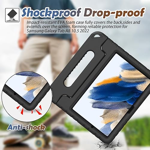 Miniatura 7 de LTROP Funda infantil para Samsung Galaxy Tab A8 de 10,5 pulgadas 2022, color negro, a prueba de golpes y mango antideslizante