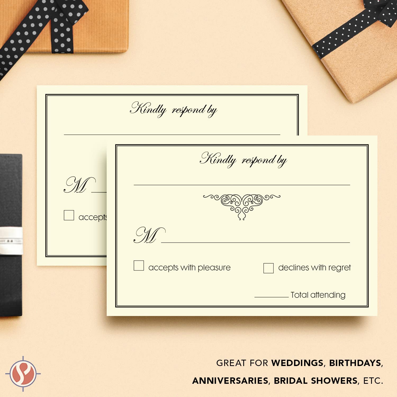 Superfine Printing Inc Rsvp Hochzeit Rückkehr-Karten, Sahne, Größe 4 x 6 Mit A6 Umschlägen 50 pro Packung