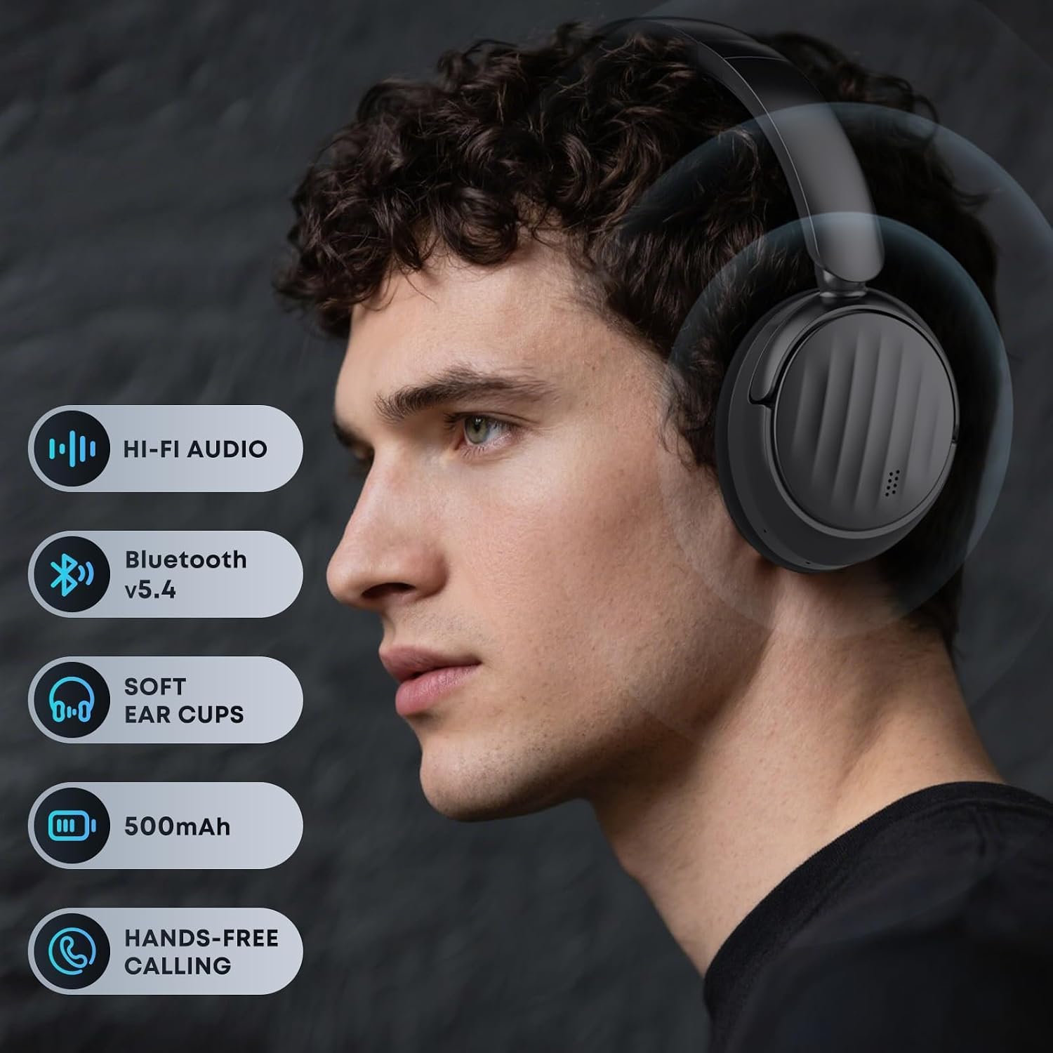 Bluetooth Headphones, Hybrid Active Noise Cancelling Over Ear Headphones | 35H Playtime, HiFi Stereo Foldable Headphones with Foam Ear Cups for Sports, Office, Travel 3 71UdJGD8JcL. AC SL1500