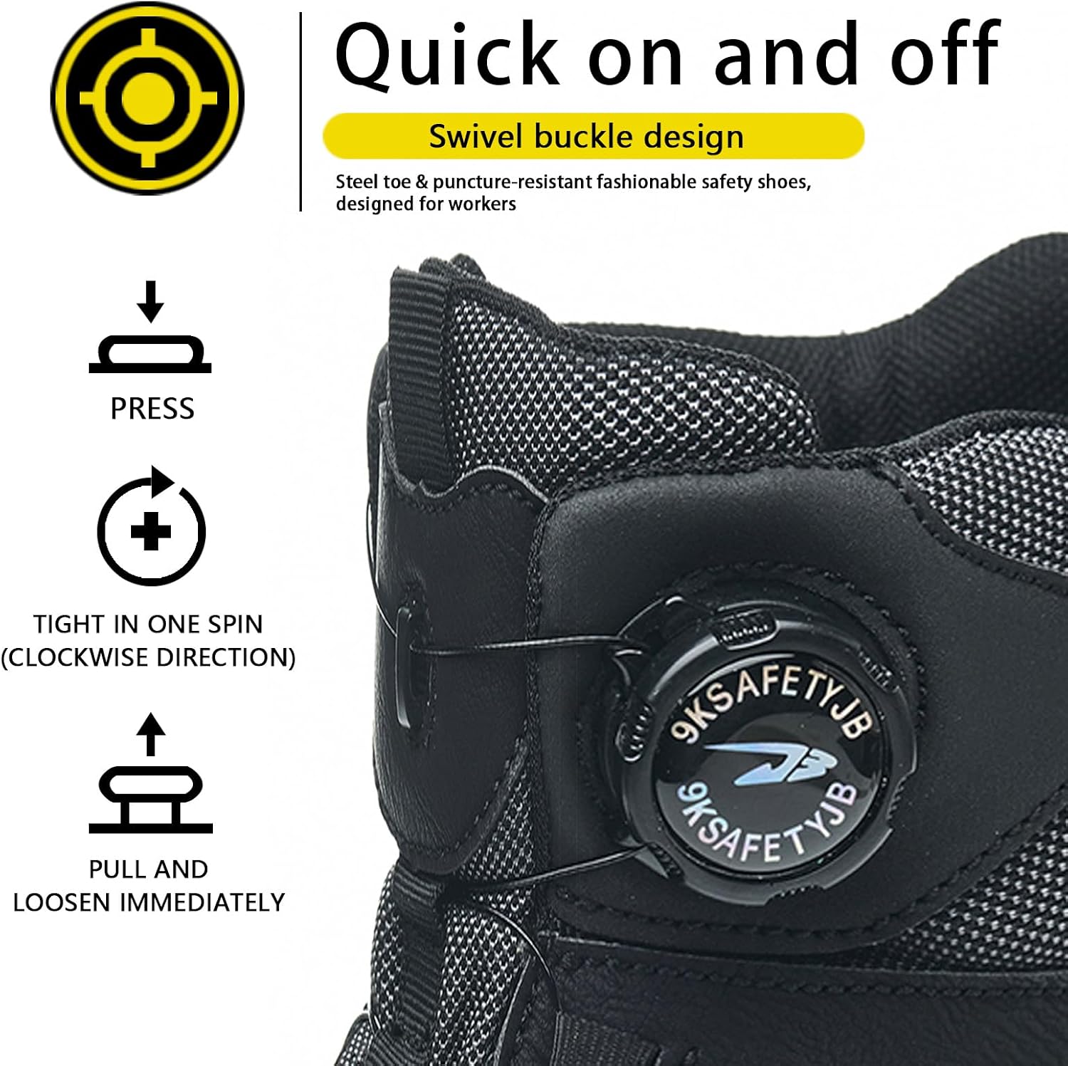 Steel Toe Work Shoes for Men Women Lightweight Safety Boots | Comfortable, for industrial & construction, outdoor work, slip-resistant, breathable