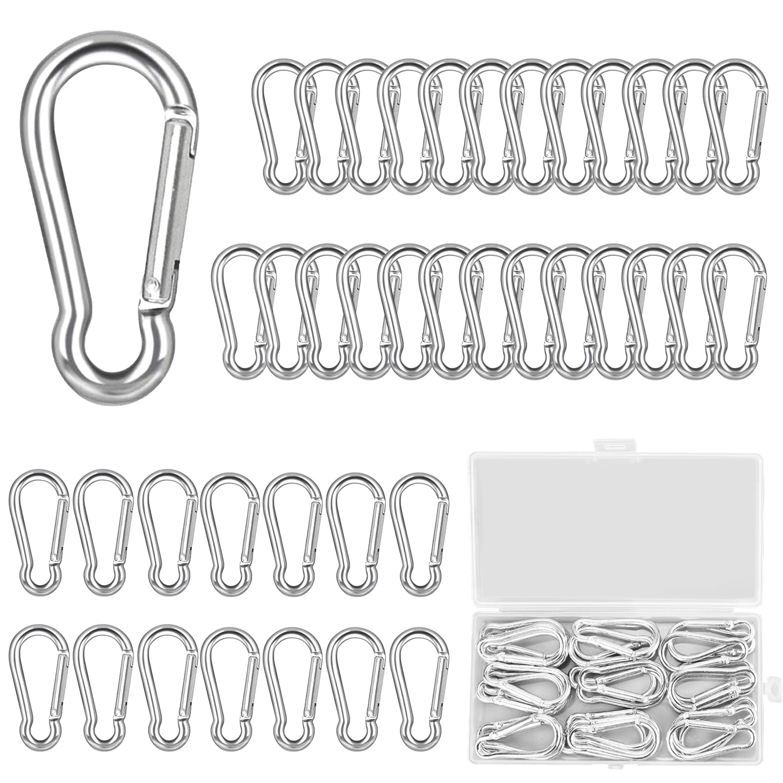 40 moschettoni in alluminio, 40 x 4 mm, moschettone piccolo, portachiavi per zaino, cintura, tenda, campeggio, viaggio