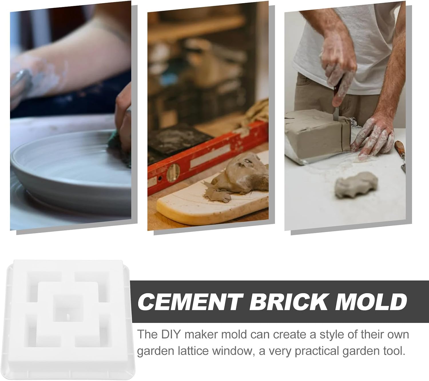BESTonZON Vintage Lattice Window Cement Mold for Concrete Stone Patio Garden Decorative Brick Mold 1pcs Outdoor Hardscaping Concrete Form