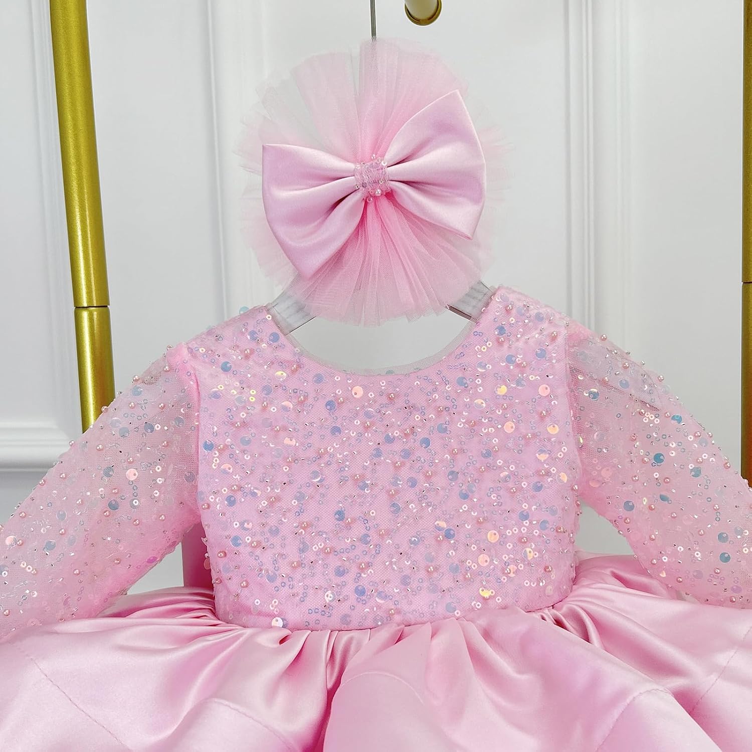 Toddler Girl Pageant Dress Princess Birthday Party Wedding Flower Girl Sequin Satin Tutu Dresses - Image 7