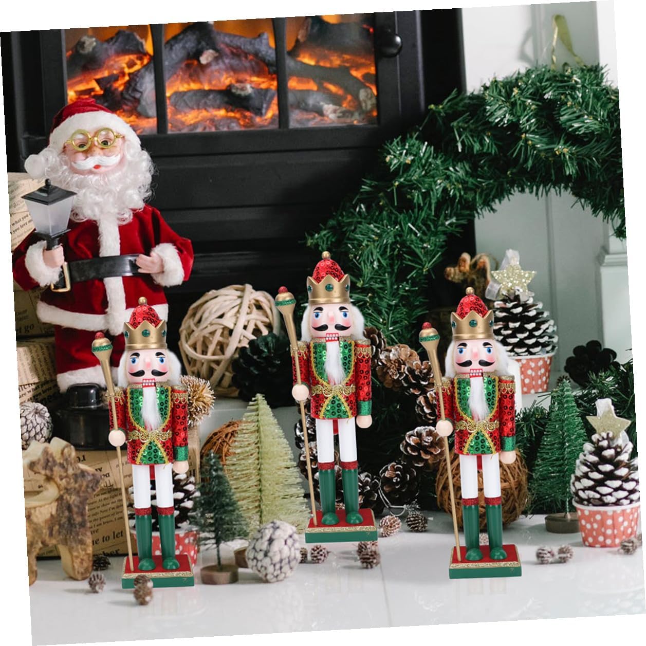 PRETYZOOM Wooden Nutcracker Figurine Puppet Christmas Decor Holiday Nutcracker Ornament for Home and Festival Display