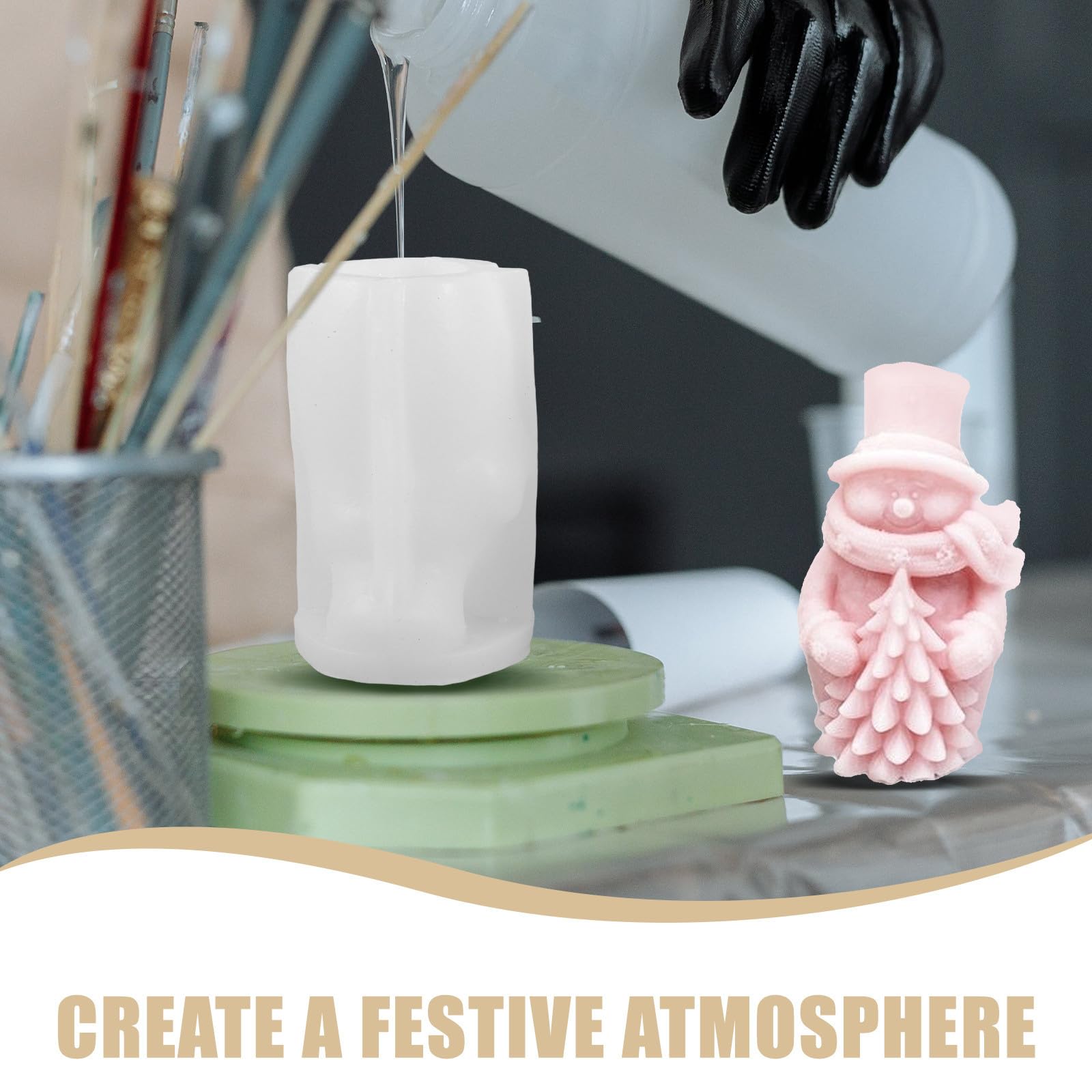 FRCOLOR 10 Pezzi Stampo in Silicone Pupazzo di Neve per Candele Profumate