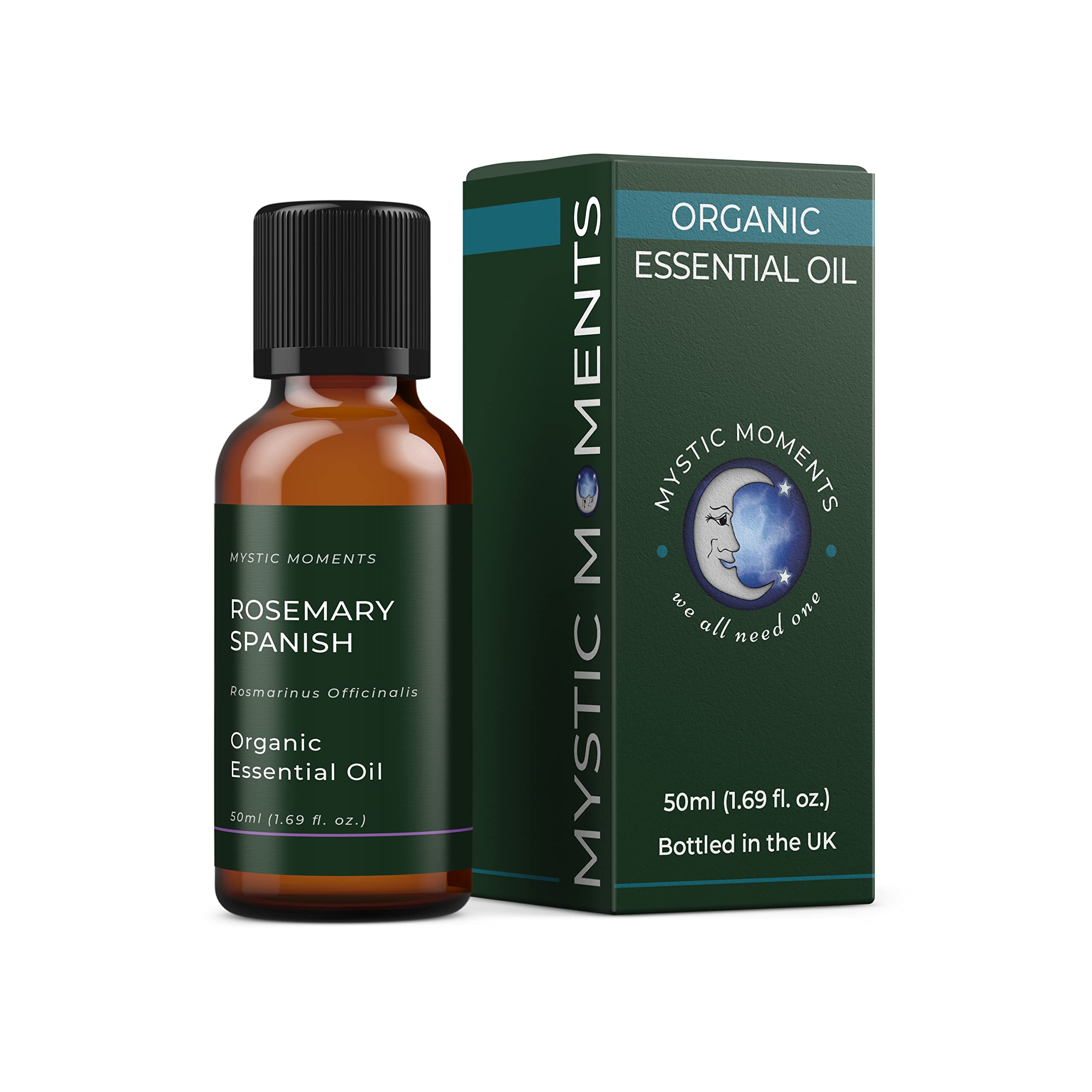 Mystic Moments | Organic Rosemary Spanish Essential Oil (Rosmarinus officinalis) 50ml | Fresh Herbaceous Aroma | Revitalising Home Ambience | Aromatherapy & DIY Blends