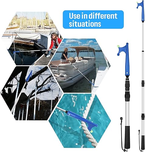 Miniatura 7 de SAN LIKE Boat Hooks for Docking Extension Pole Hook Telescopic Boat Pole with Luminous Bead, Lightweight Floating, Non-Slip Rubber Handle, Durable &