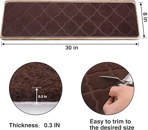 Miniatura 2 de Peldaños de escalera para escalones de madera, 15 unidades, 8 x 30 pulgadas, alfombras antideslizantes para interiores, para niños, ancianos y marrón