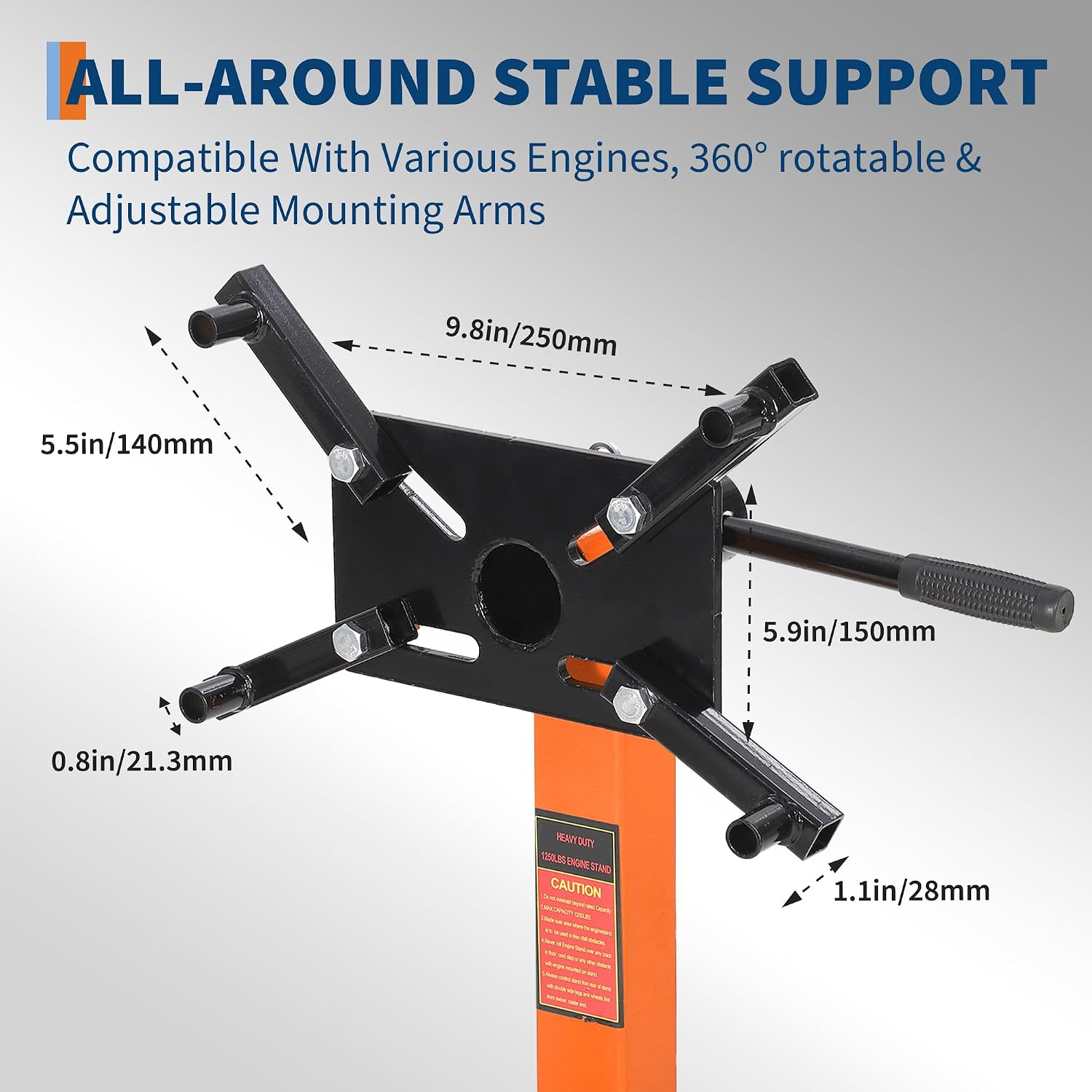 1300 LBS Engine Stand,Heavy Duty Foldable Rotating Engine Stand with 360-Degree Rotating Head,4 -Adjustable Arms & 4-Casters,for Vehicle Maintenance and Auto Repair