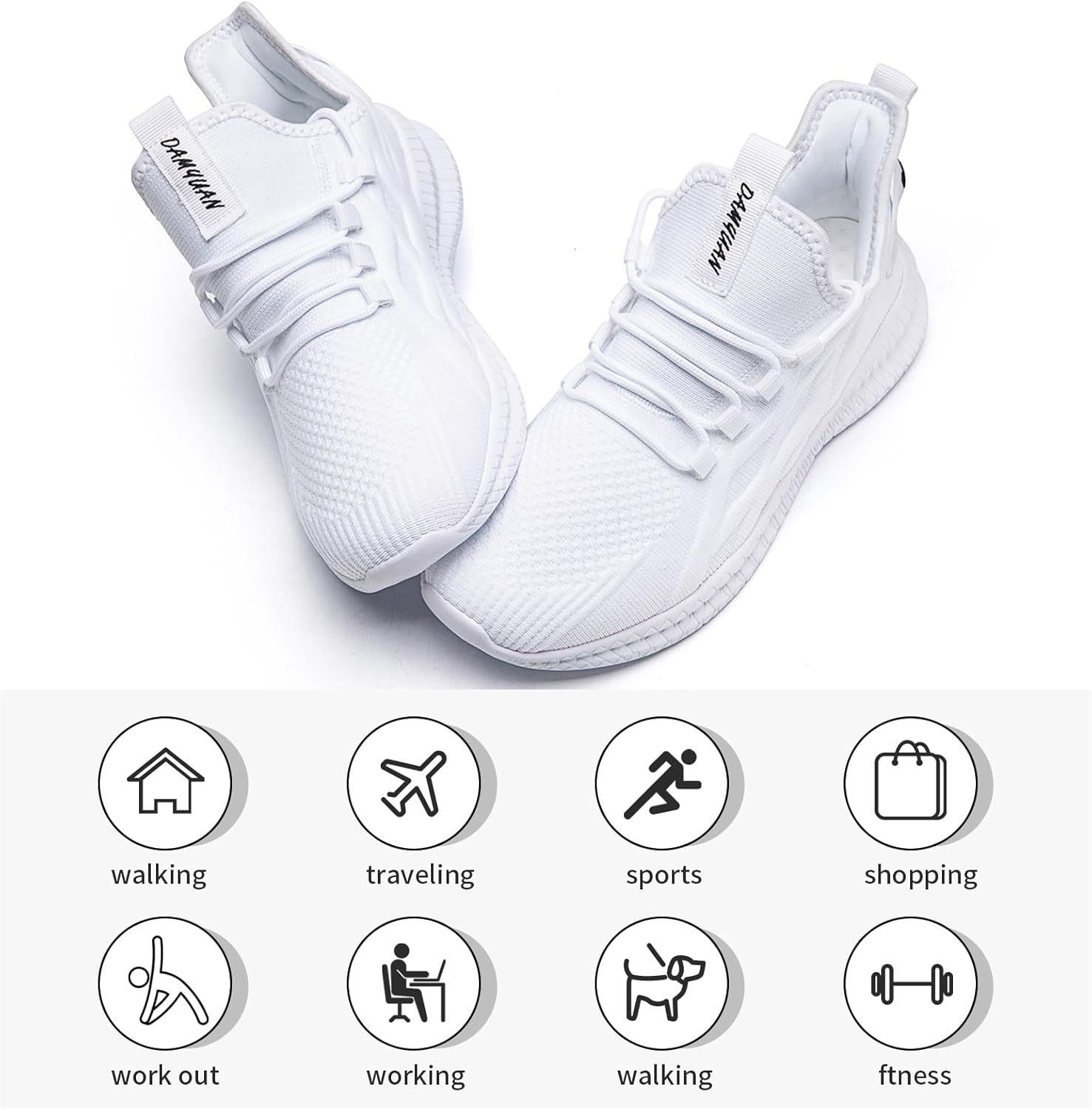 ZGPWZWL Unisex Running Shoes for Women Men Tennis Sneakers Slip on Walking Non Slip Gym Lightweight Breathable Comfortable Fashion Shoes
