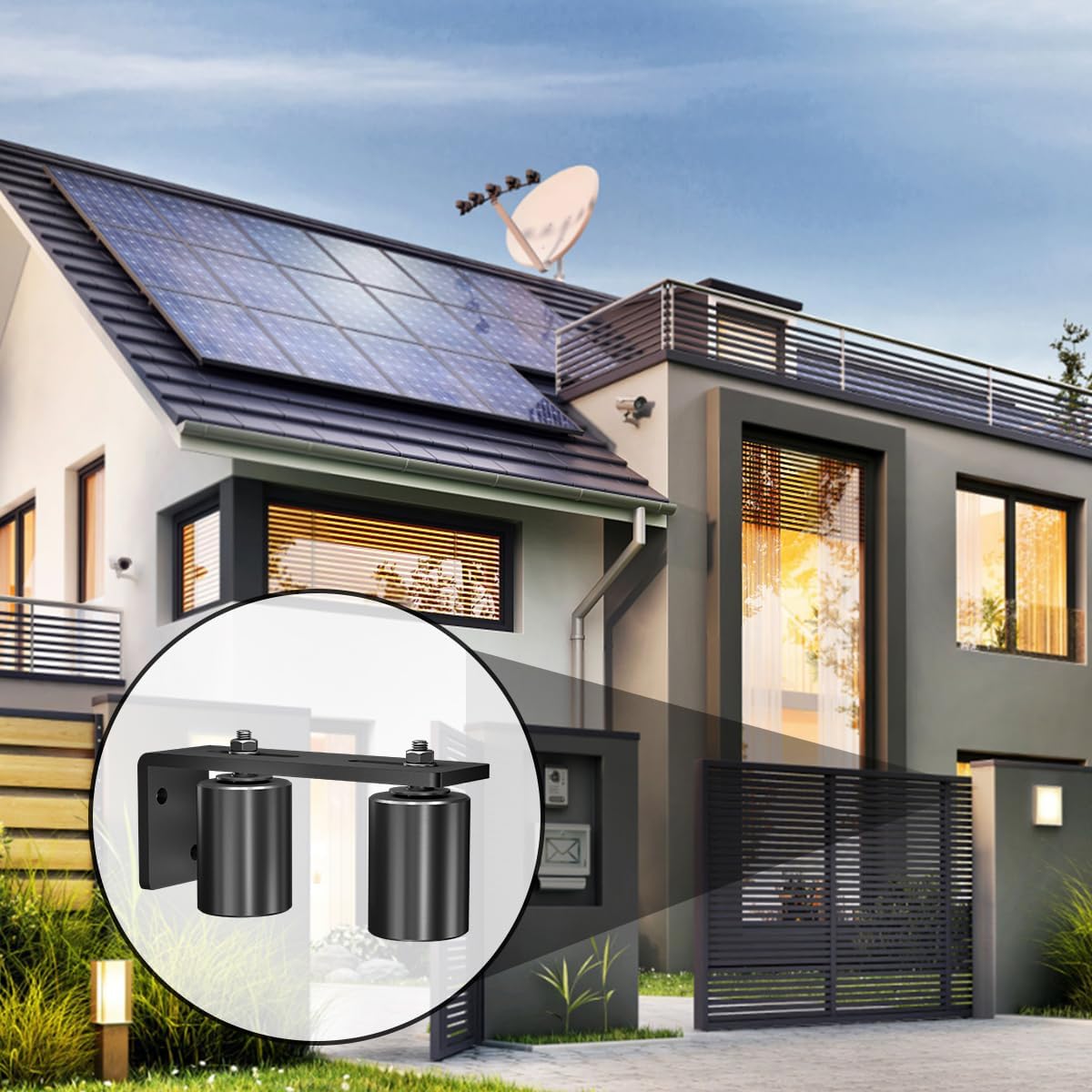 JUGREAT Gate Roller Guide,2"Slide Gate Guide Roller with L-Bracket,Universal Adjustable Heavy Duty Sliding Gate Rollers,Sliding Door Hardware（2 Pack)