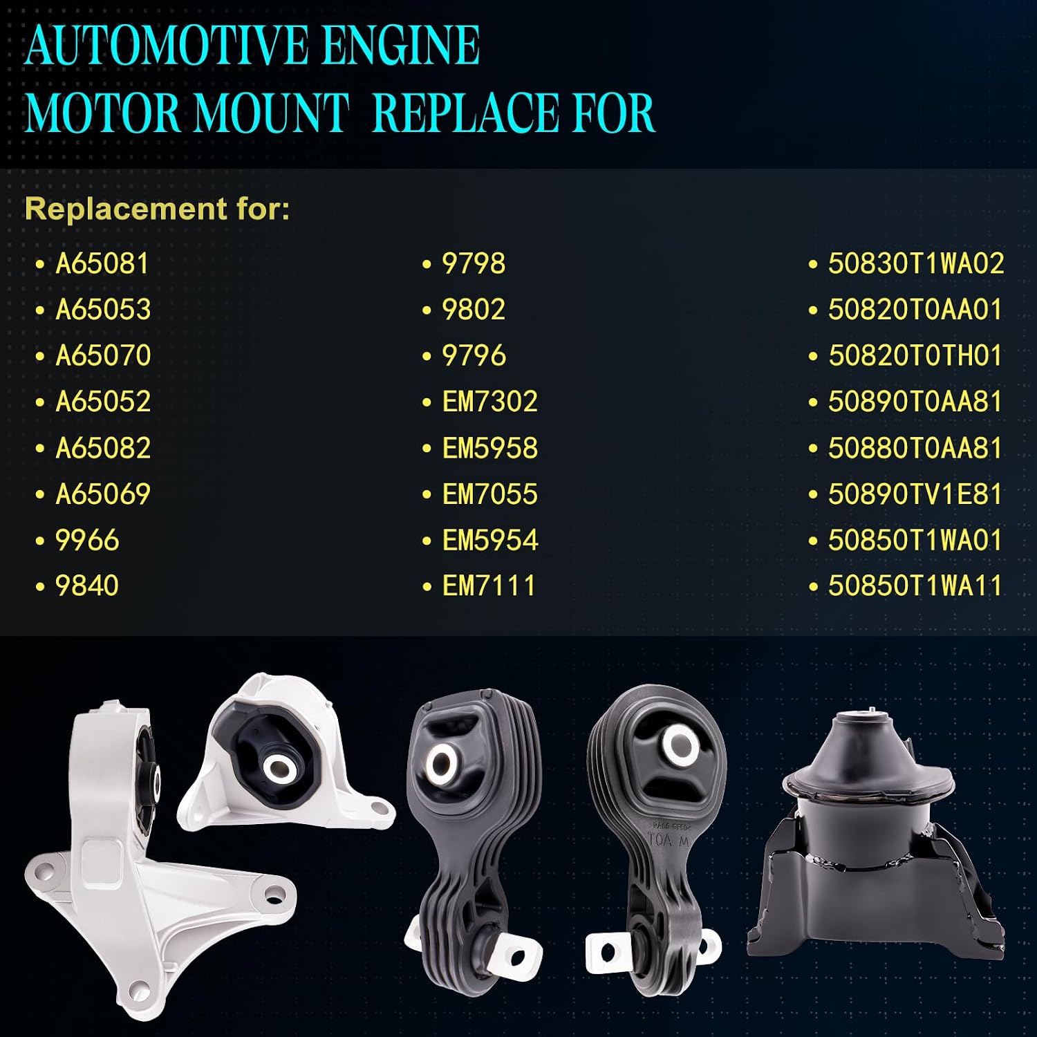 Set of 5 Engine Mount Compatible with CR-V 2012-2014 2.4L,Replace for A65055 A65053 A65070 A65052 A65082