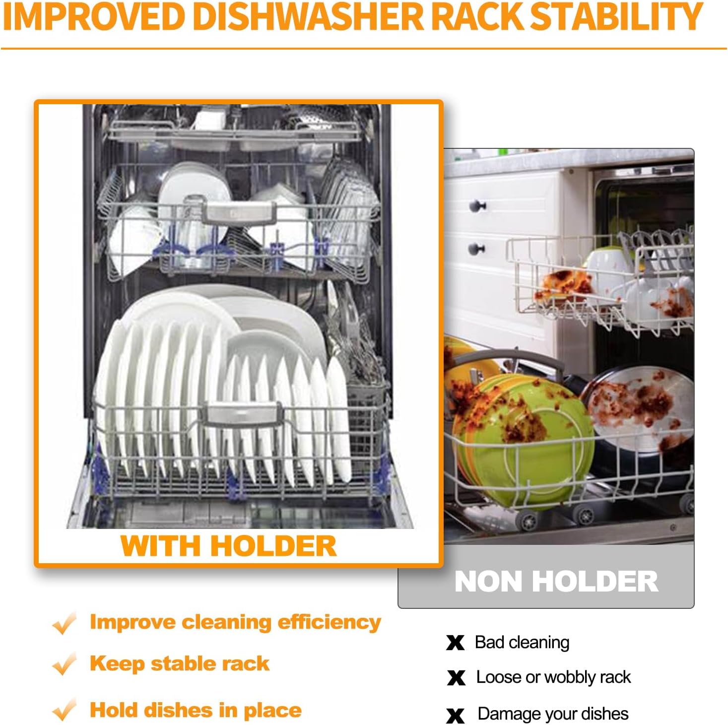 Atgestore Upgraded MEG62279201 Dishwasher Lower Rack Holder Replacement Parts for LG Dishwasher Parts Rack Fixing Clips LDF7774ST LDS5540ST LG Dishwasher Dishrack Holder Tine Row Clips Assembly