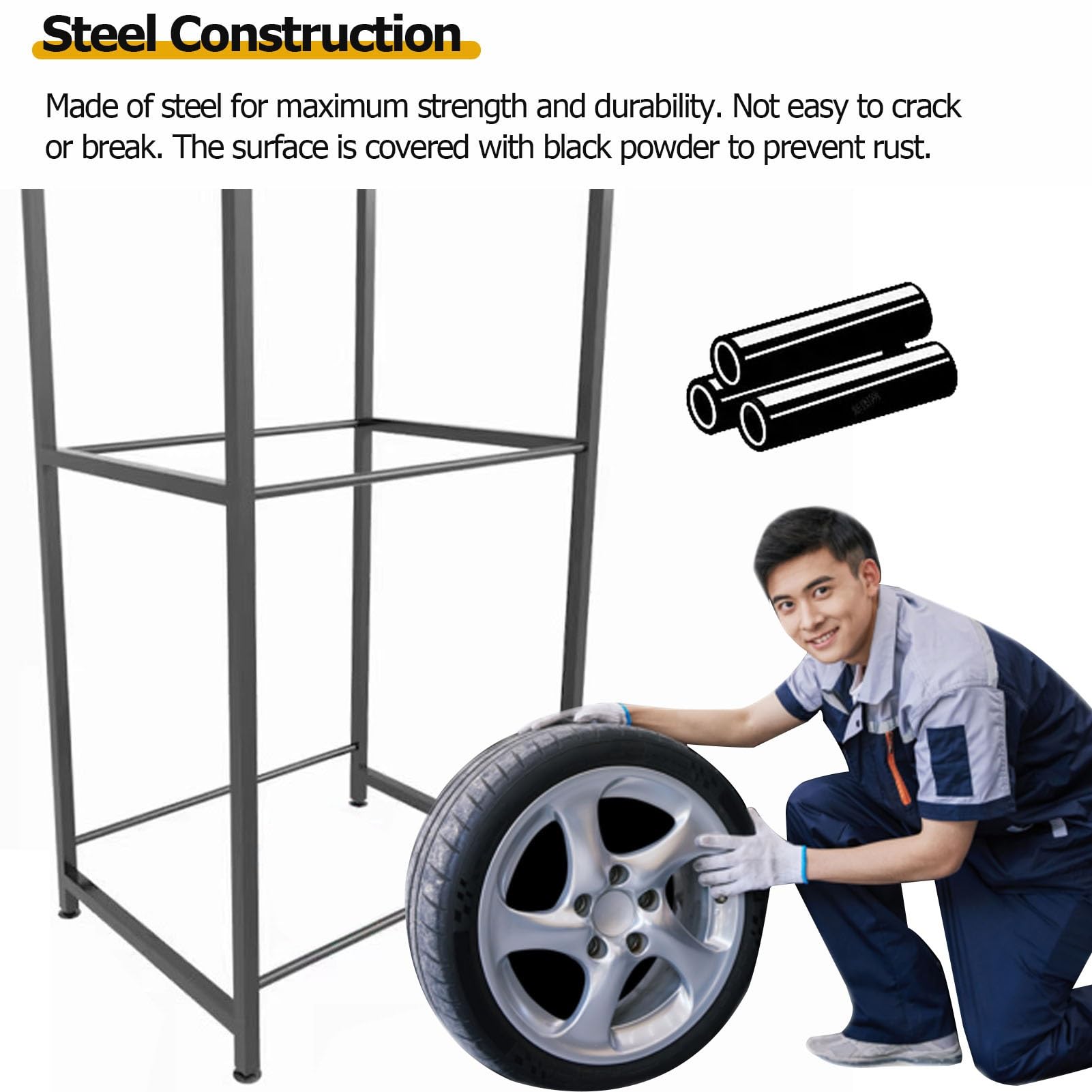 Rack di stoccaggio di pneumatici da garage resistente su ruote, carrello organizer per pneumatici invernali salvaspazio per casa, negozi di auto e concessionari di auto