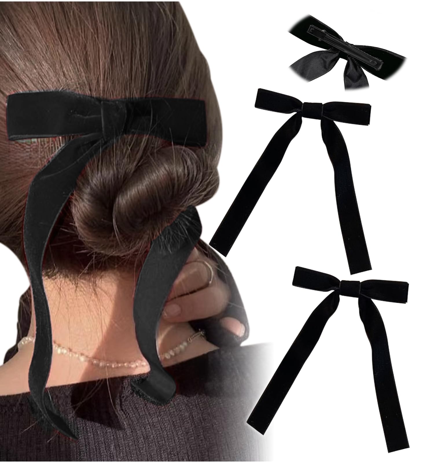 Amazon | [Herbeluemily] ベロア リボン ヘアアクセ ヘアゴム クリップ