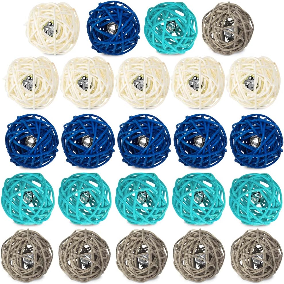 DomeStar 24PCS Ringing Rattan Balls and 24PCS Rattan Balls for Natural Decorative Wicker Rattan Balls Orbs Vase Fillers : Home & Kitchen