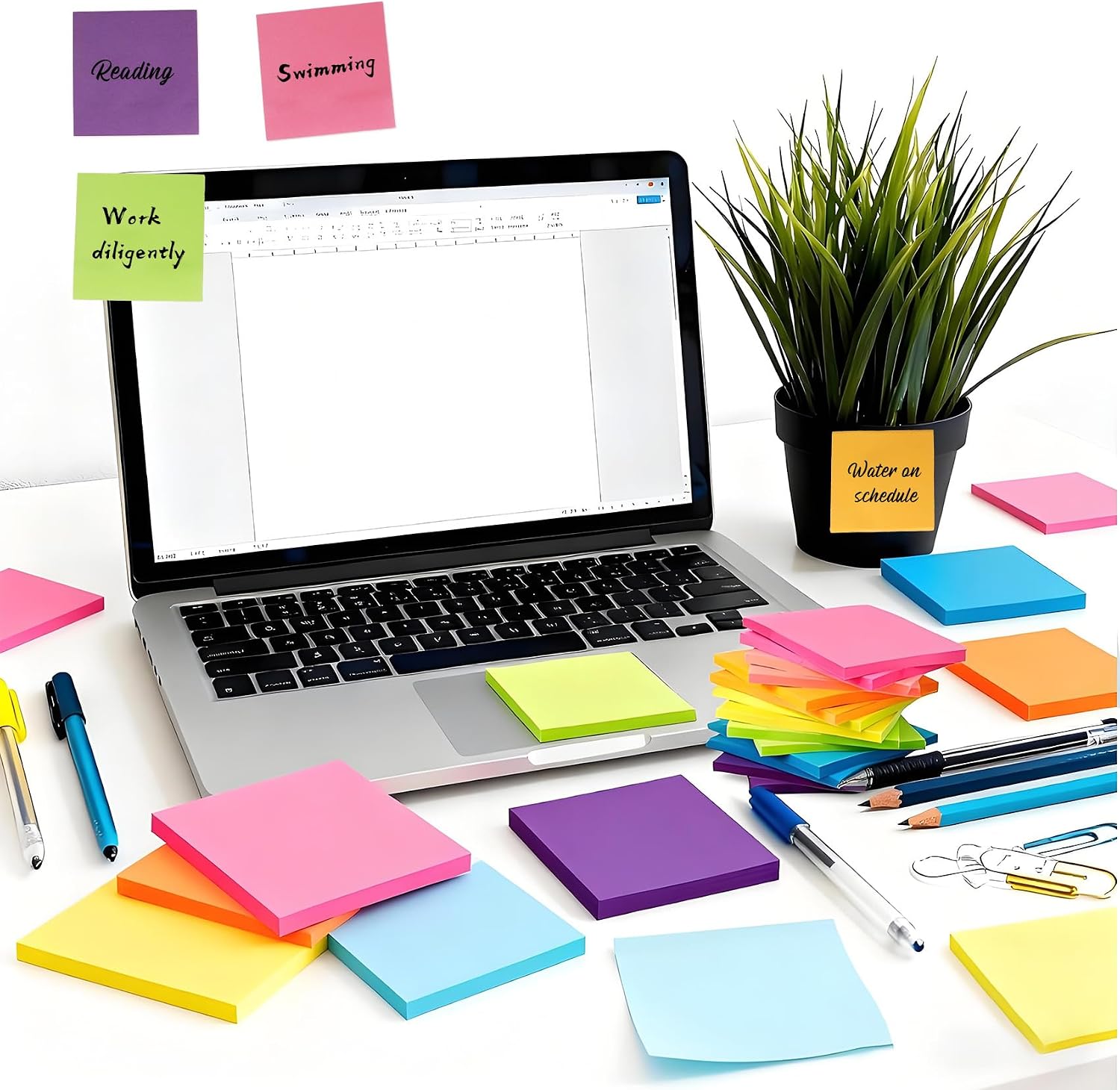 Sticky Notes - Small Sticky Notes 3x3 Inch Office Decor Supplies,Colorful Mini Cute Little Self-Stick Note Pads,Reusable Tabs for Notebooks Page Markers,School Stationery Supplies (16 Pack) image 5