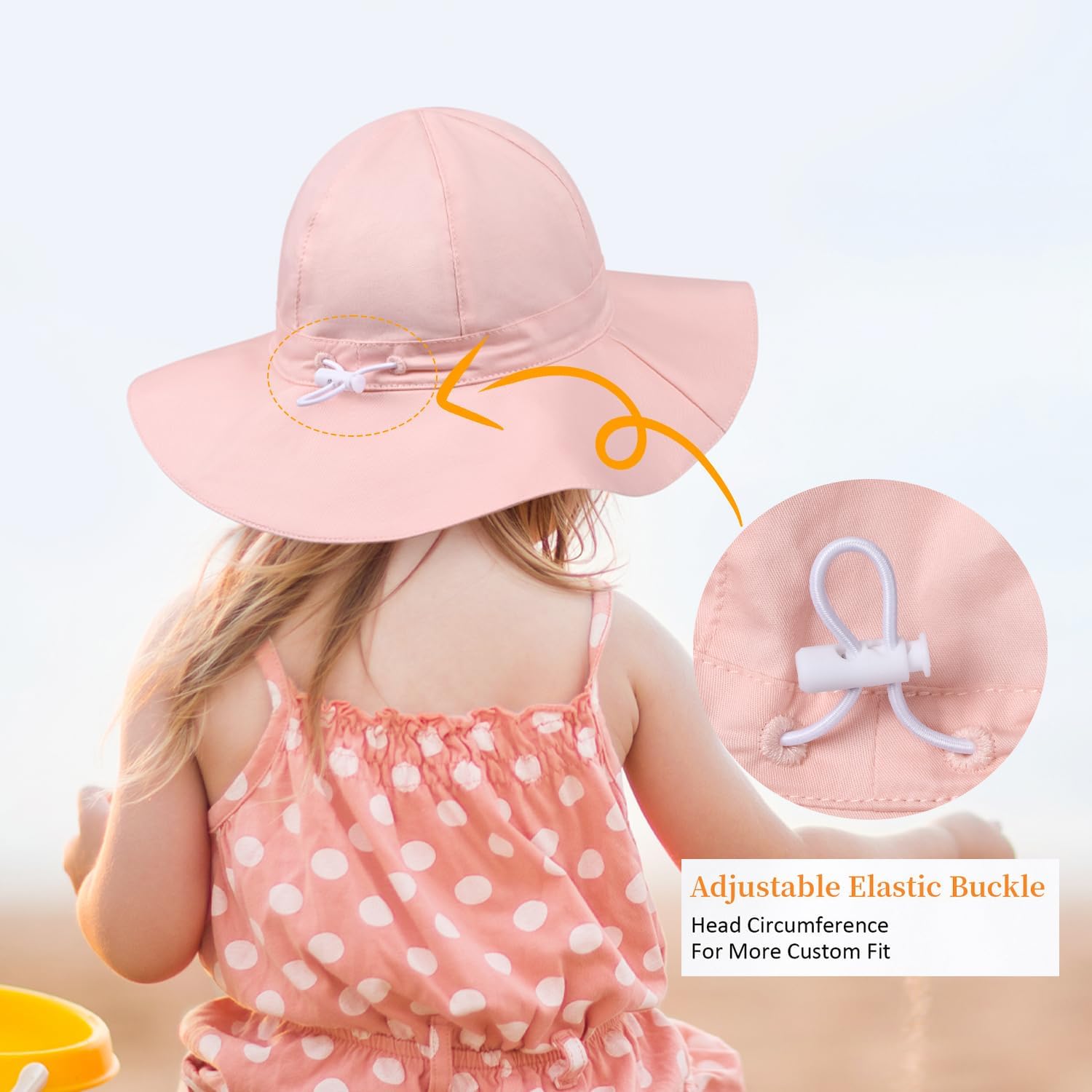 Baby Girl Sun Hat Summer Foldable Beach Hats with UPF50+ Sun Protection Wide Brim Toddler Bucket Hat Cap - Image 5