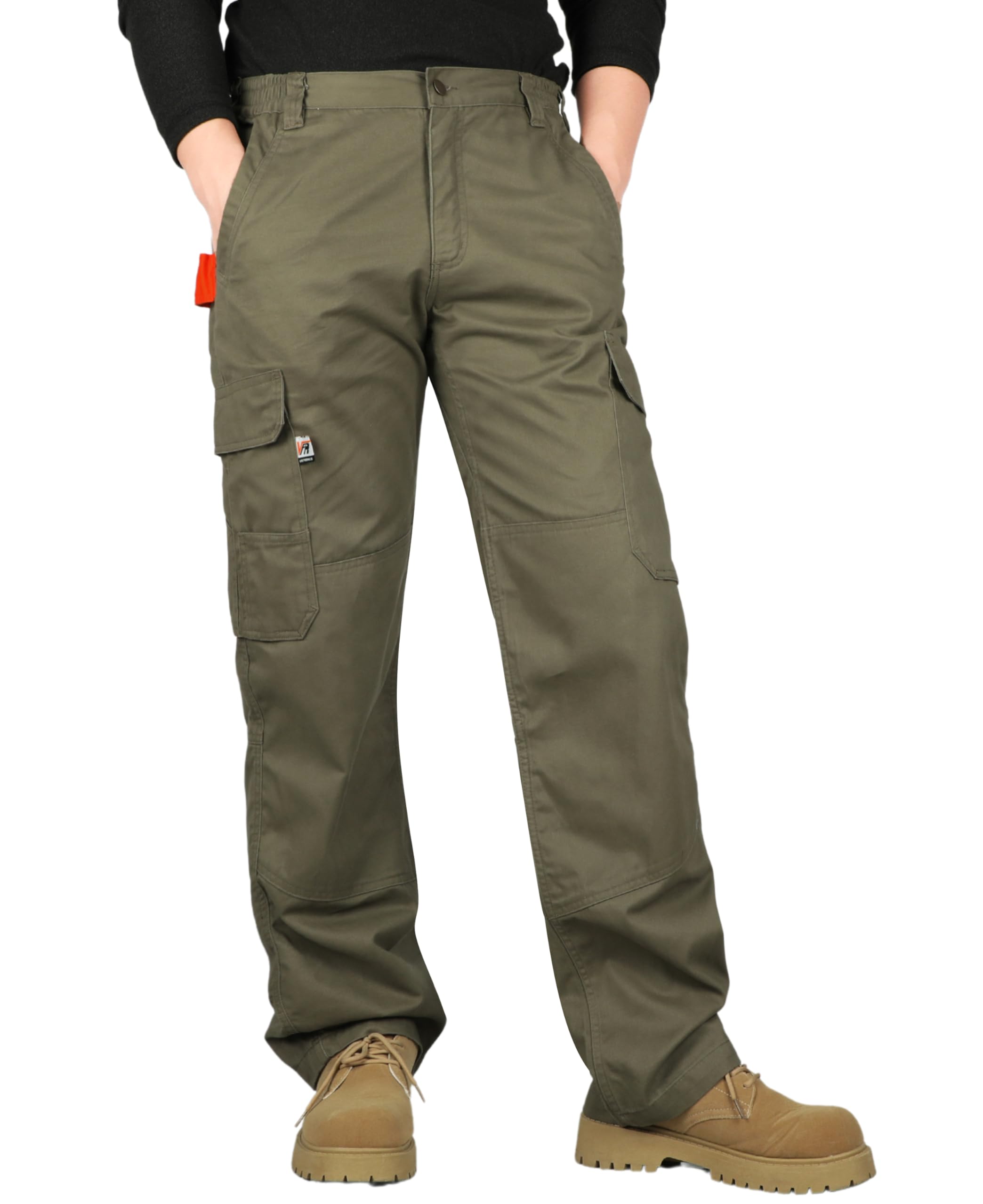 VATRENUS Men's FR Cargo Pants Flame Resistant Pants Lightweight 7.5oz 100% Cotton Fire Retardant Elastic Waist Pants