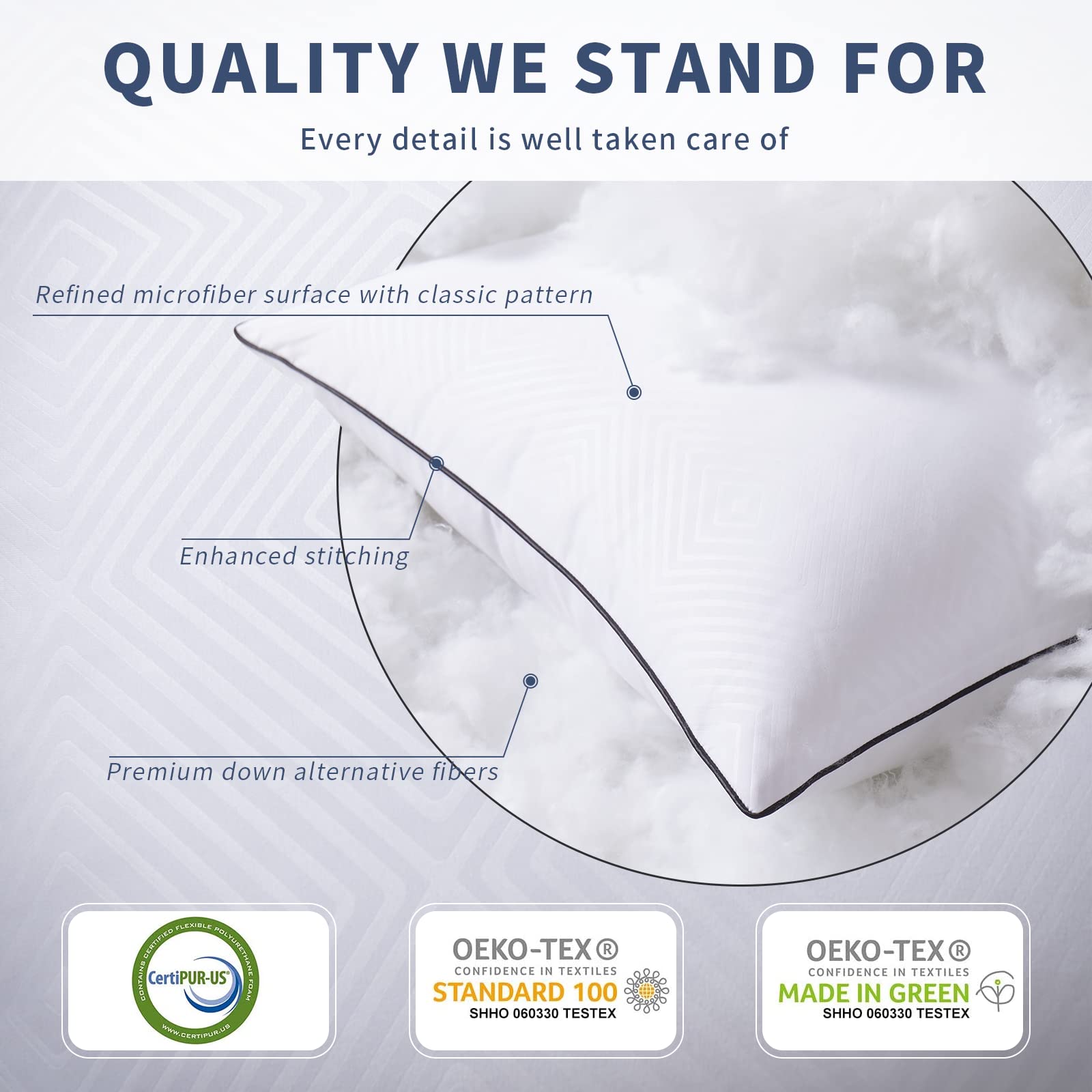 Mr.Ye Bed Pillows for Sleeping 2 Pack Standard Size Pillows for Side, Stomach and Back Sleepers Soft Down Alternative Microfiber Filling Pillows, 20 x 26 Inches