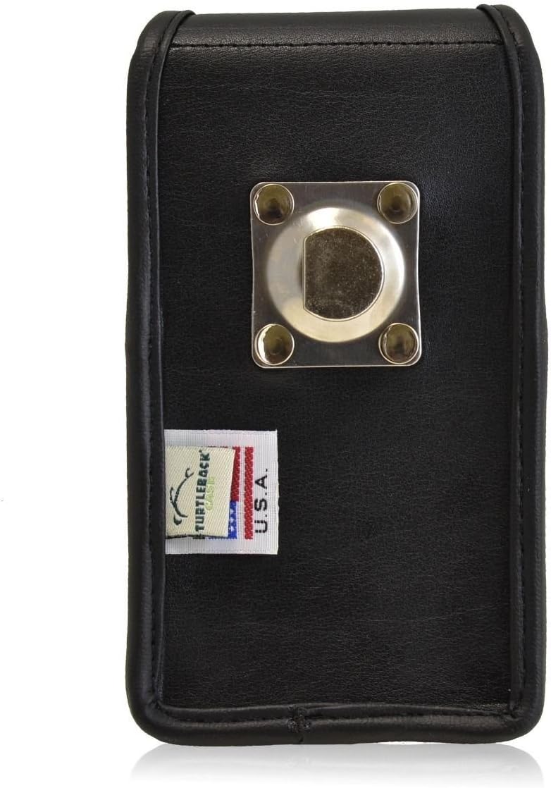 Turtleback Belt Case Compatible with Apple iPhone SE 5 5c 5s Fits w/OB Defender or Bulky Cases, Black Vertical Holster Leather Pouch with Heavy Duty Rotating Ratcheting Belt Clip