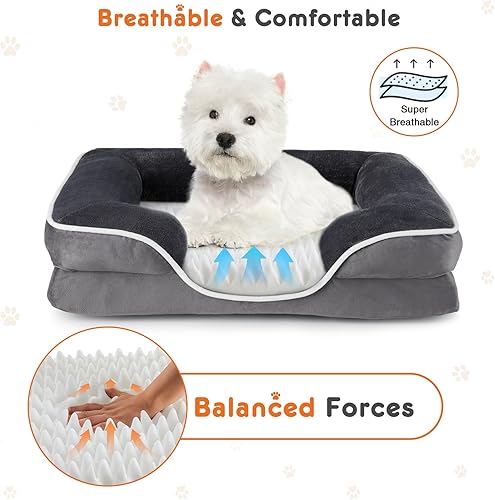 Miniatura 4 de Sweetcrispy Cama ortopédica para perros, cama extragrande de espuma viscoelástica para cachorros y gatos con funda lavable impermeable extraíble y