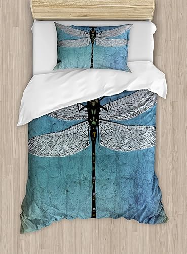 Miniatura 205 de Ambesonne Juego de funda de edredón de pesca, lubina de boca grande atrapando un bocado en espray de agua, imagen salvaje, juego de cama decorativo