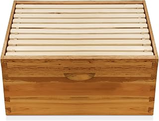 Honey Keeper 100% Beeswax Beehive 10 Frame Kit Super Box and 10 Deep Frames with Foundations for Langstroth Beekeeping