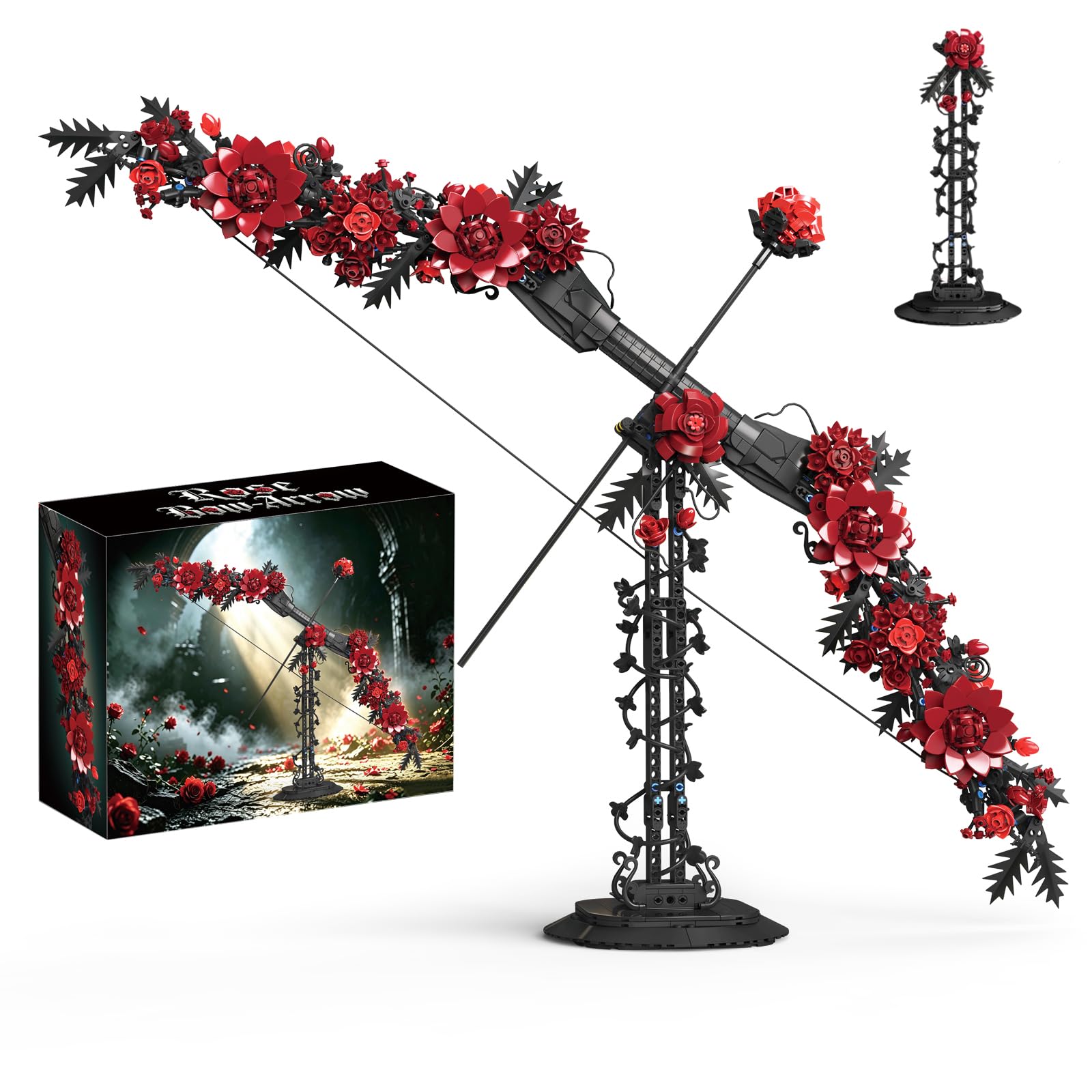 Gothic Rose Bow Arrow Building Set Flower Crossbow Model Adults Decor Gifts
