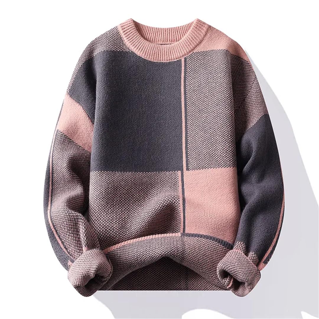 Męski sweter na co dzień ciepły sweter z dzianiny patchworkowy sweter z dzianiny luźny sweter
