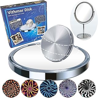 2-in-1 Disk Spin Science & Vanity Makeup Mirror - Create Optical Illusion Spin & Desk Mirror – Spin Kinetic Desk Toys for Home, Office, Education - Physics Toys for Adults & Kids 8+