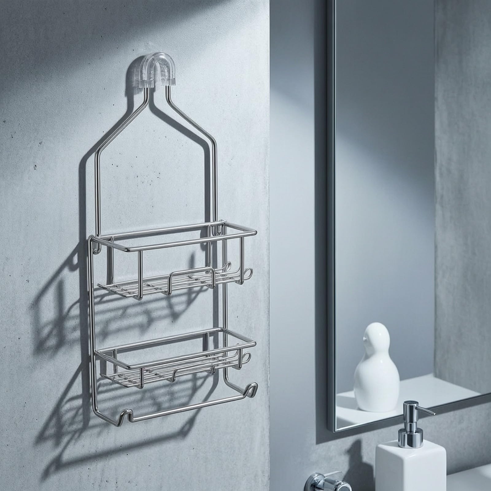Gralara Estante Baño Colgante Impermeable Resistente, Estante Ducha con Ganchos, para Baños Pequeños