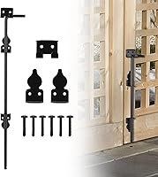 URDOGSL 24" Heavy Duty Cane Bolt Drop Rod for Vinyl Wood Metal Gates - Rustproof Wrought Iron Gate Latch, 1 Pack