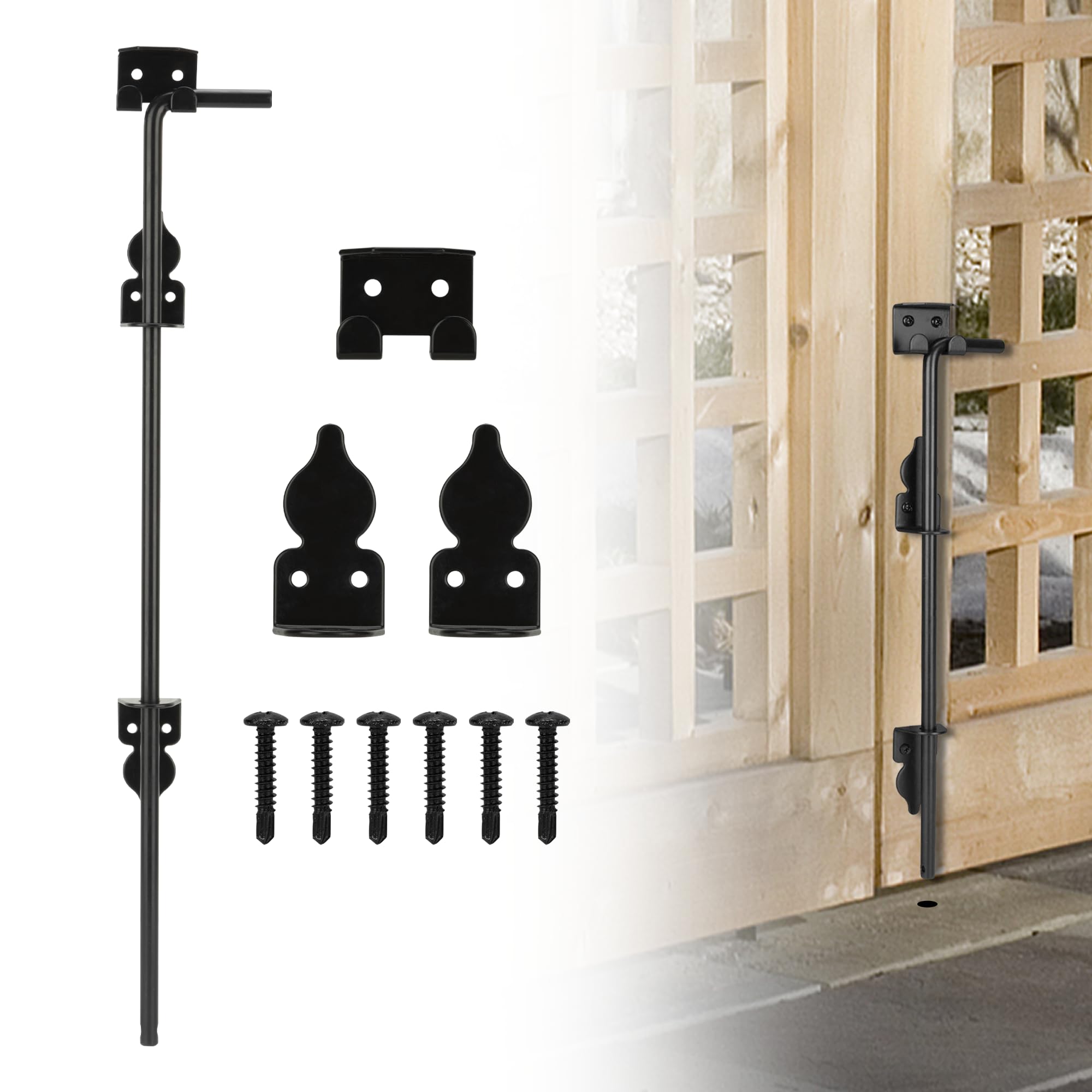 24" Heavy Duty Cane Bolt Gate Drop Rod for Vinyl Gate Latch, Cane Bolts for Gates for Wood PVC Vinyl Metal Fences Gates-1 Pack