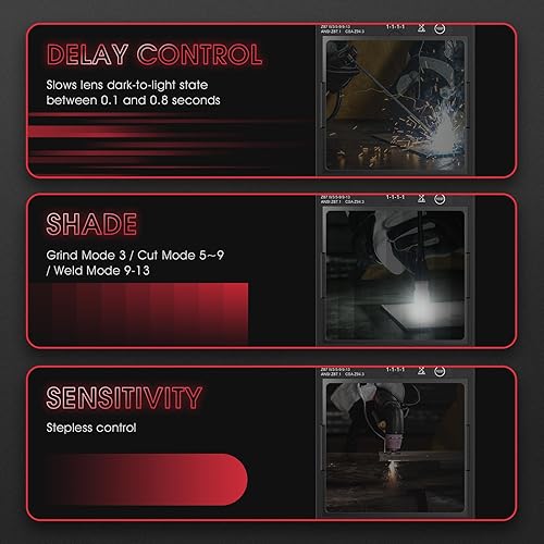 Miniatura 9 de YESWELDER Pantalla de visión grande 394 X 327 Color verdadero energía solar Auto oscurecimiento casco de soldadura 4 sensor de arco pantalla ancha 4