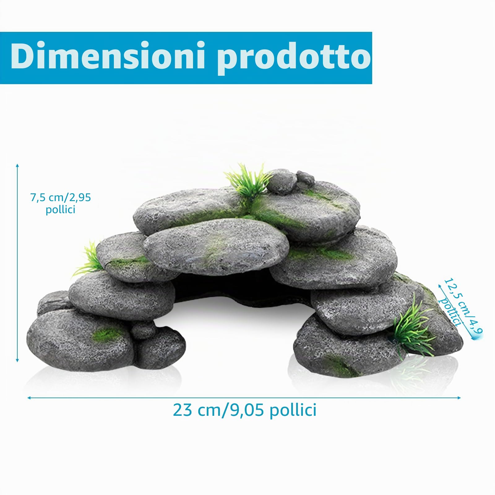 Acquario, grotta per acquario, pietre per tartarughe, accessori in resina, terrario, decorazione rettile, nascondiglio per acquario, decorazione per tartarughe, Axolotl, gamberetti