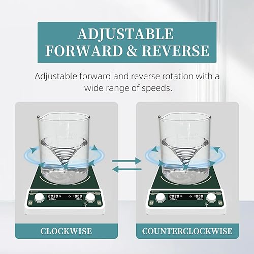 Miniatura 3 de Mezclador agitador magnético de 30L, gran capacidad, 10.2 x 10.2 pulgadas, ajuste de sincronización digital y velocidad 50-1300PRM, barra de