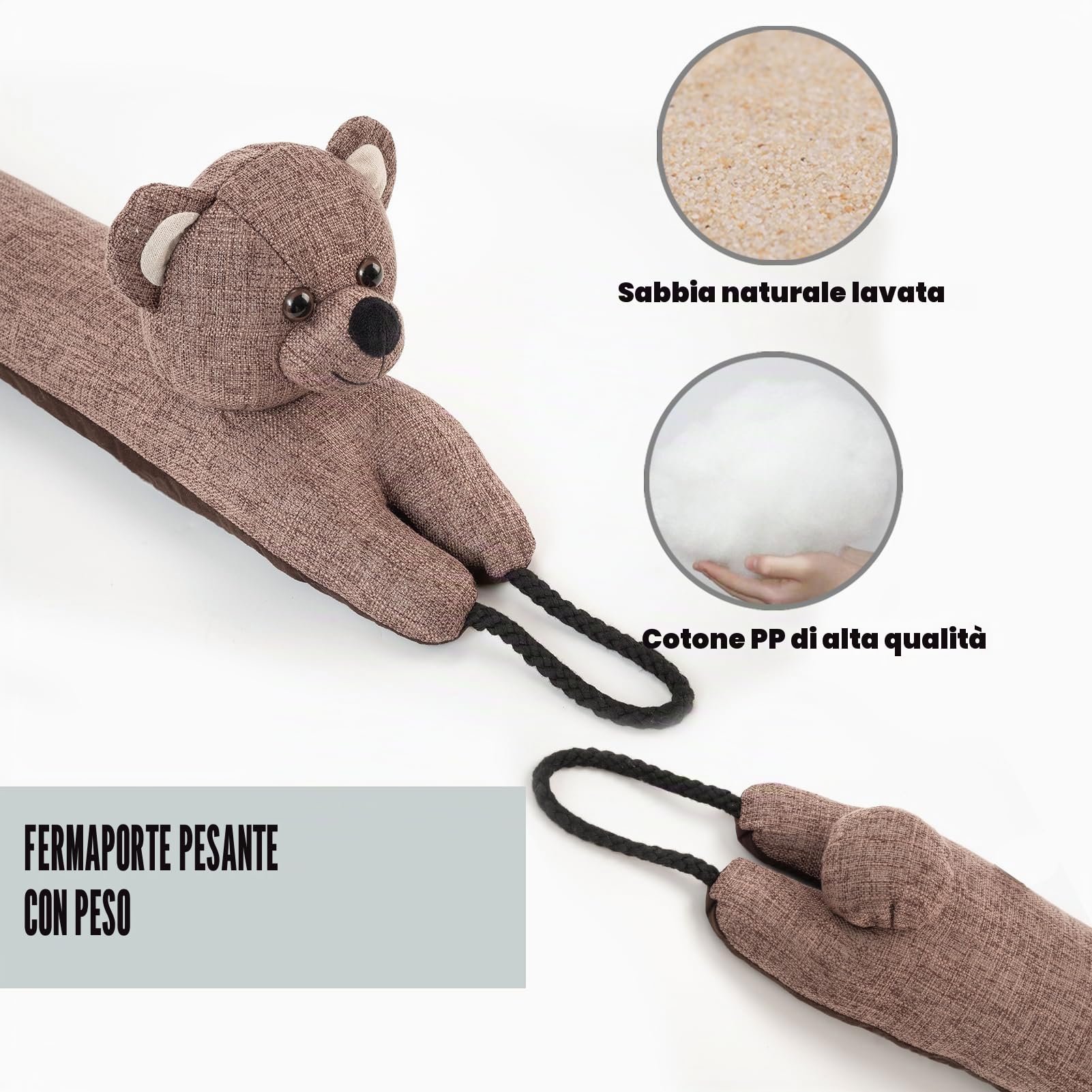 Paraspifferi decorativo sotto porta 91cm Paravento per porte e finestre, Paraspifferi appesantito per bloccare il rumore sul fondo della porta - orso 36"