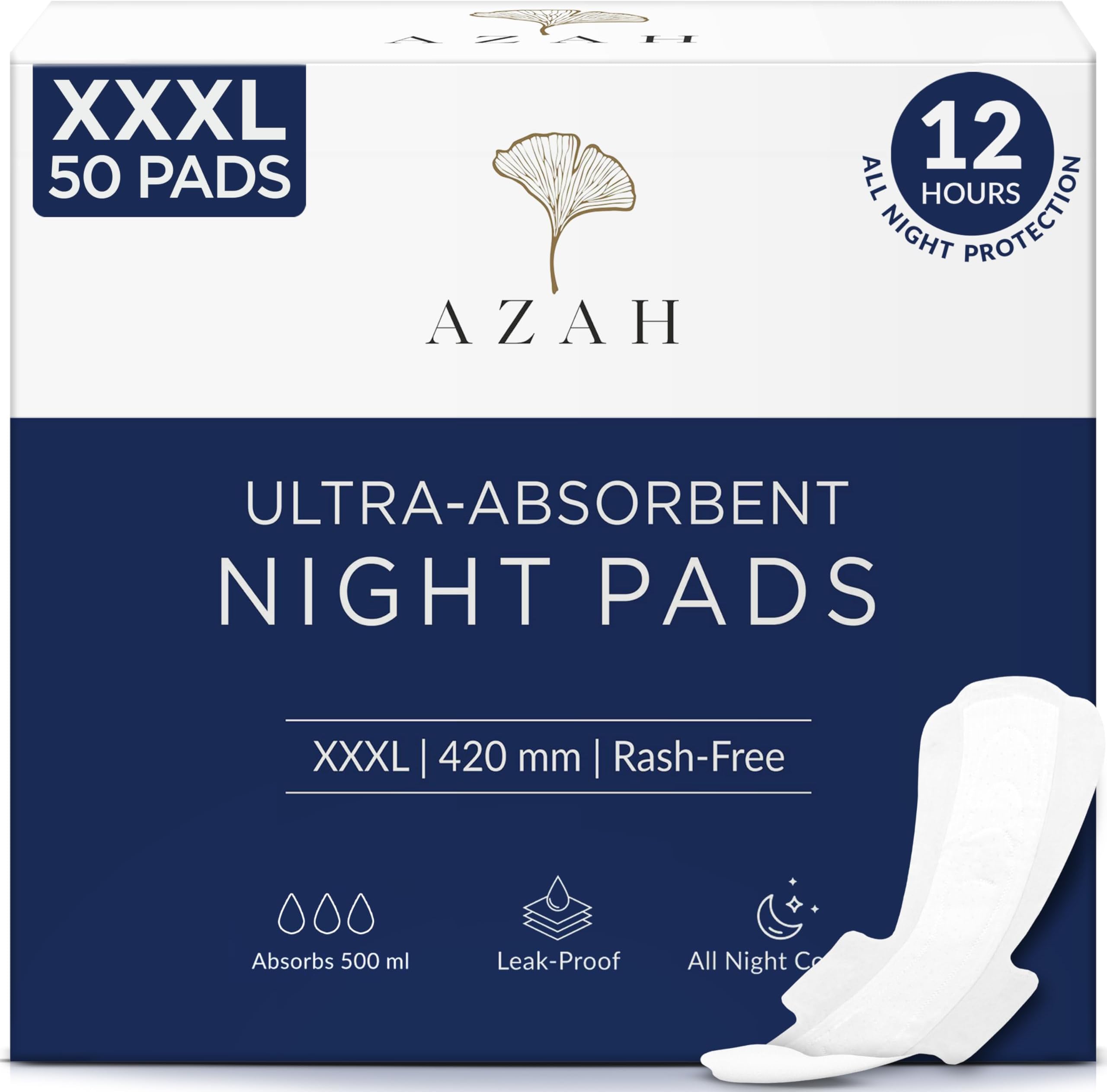 - XXXL Pads for Women (Box of 50) Heavy Flow Pads for Women | 500ml Absorption Pads | 100% Leak Proof Organic Sanitary Pads for Women XXXL | Biodegradable Sanitary Pads | Without Disposable Bags